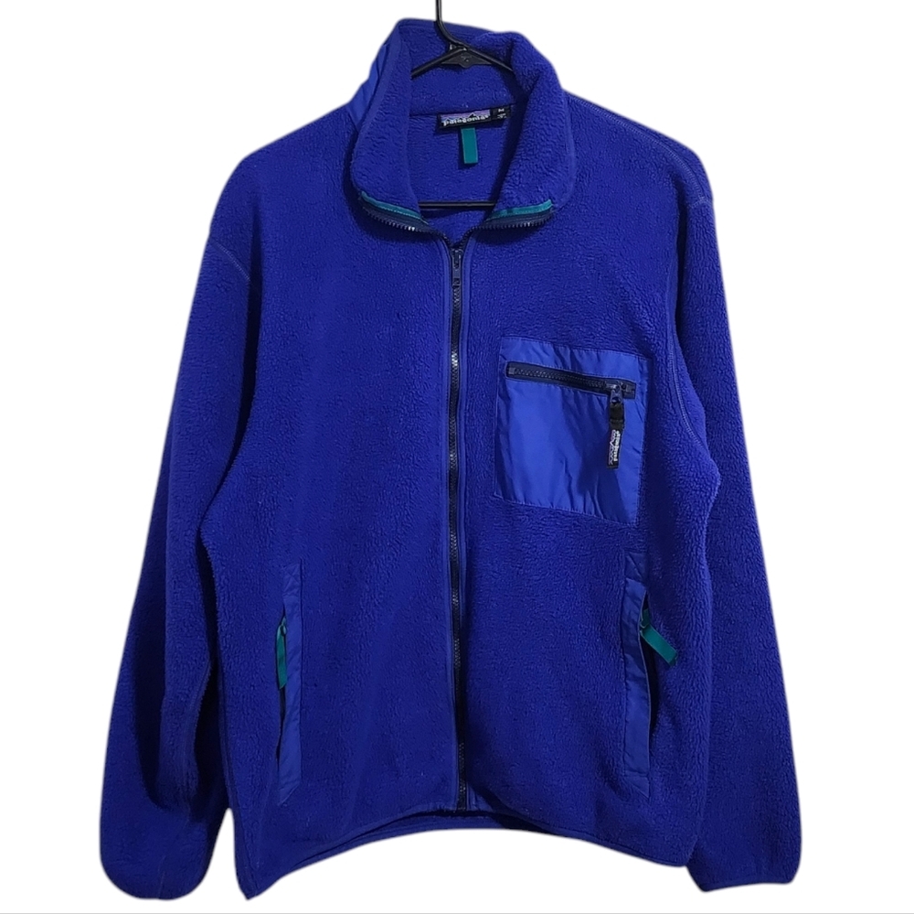PATAGONIA x VTG 90s Synchilla Fleece Jacket Purple blue Full Zip Style‎ 25021 M